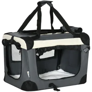 51cm Foldable Pet Carrier Dog Cage Portable Cat Carrier Cat Bag Pet Travel Bag with Cushion for Miniature Dogs Grey