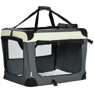 70cm Pet Carrier Foldable Dog Bag Portable Cat Carrier Pet Travel Bag with Cushion for Miniature and Small Dogs Grey