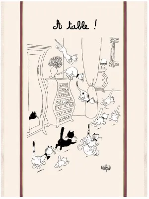 Back from the Races Dubout Cats Tea Towel