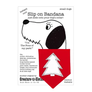 Creature Clothes Slip On Dog Bandana Red Christmas Tree