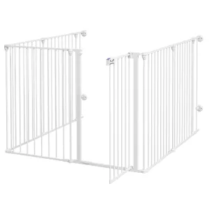 Dog Playpen Foldable Dog Pen Metal Rabbit Run Pet Crate Fence with Door for Indoor and Outdoor 90H x 123L x 102Wcm White