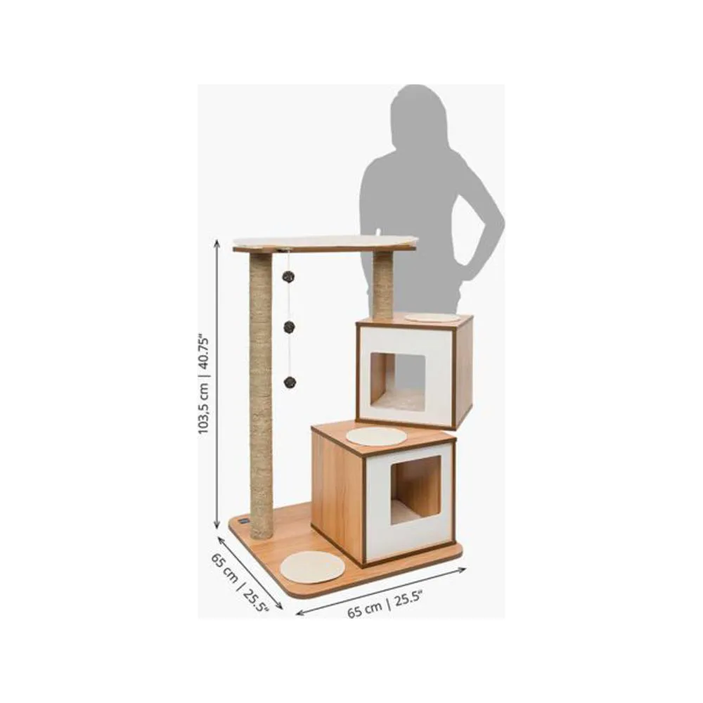 Double Walnut Cat Tower