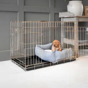 Gold Dog Crate with Cosy & Calming Puppy Crate Bed in Pewter Herringbone by Lords & Labradors