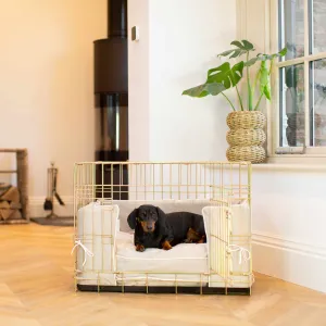 Gold Dog Crate with Cushion & Bumper in Savanna Oatmeal by Lords & Labradors