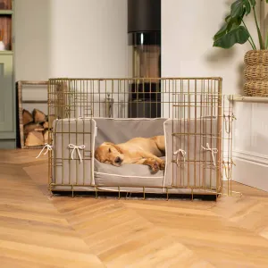 Gold Dog Crate with Cushion & Bumper in Savanna Stone by Lords & Labradors