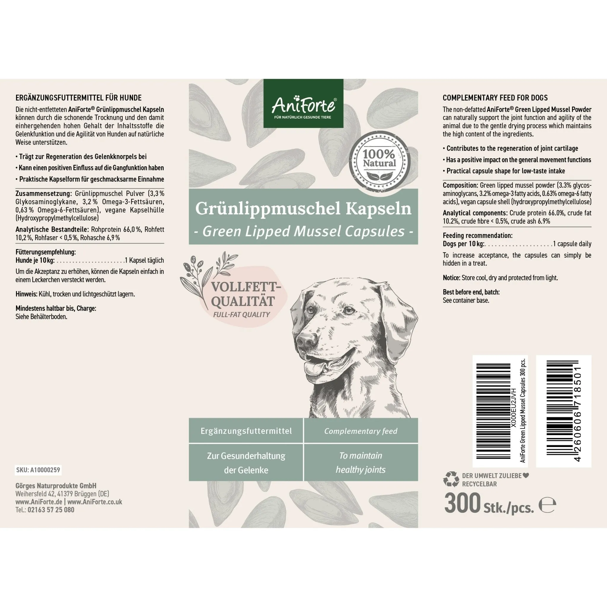 Green Lipped Mussel Capsules for Dogs - Joint Support Supplement