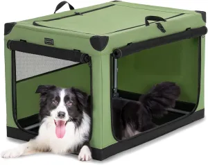 Meet Your Dog's New Favorite Hotel Room: The 36-Inch Lightweight Soft Dog Crate – Travel Sturdily and Set Up Easy-Peasy in Green!