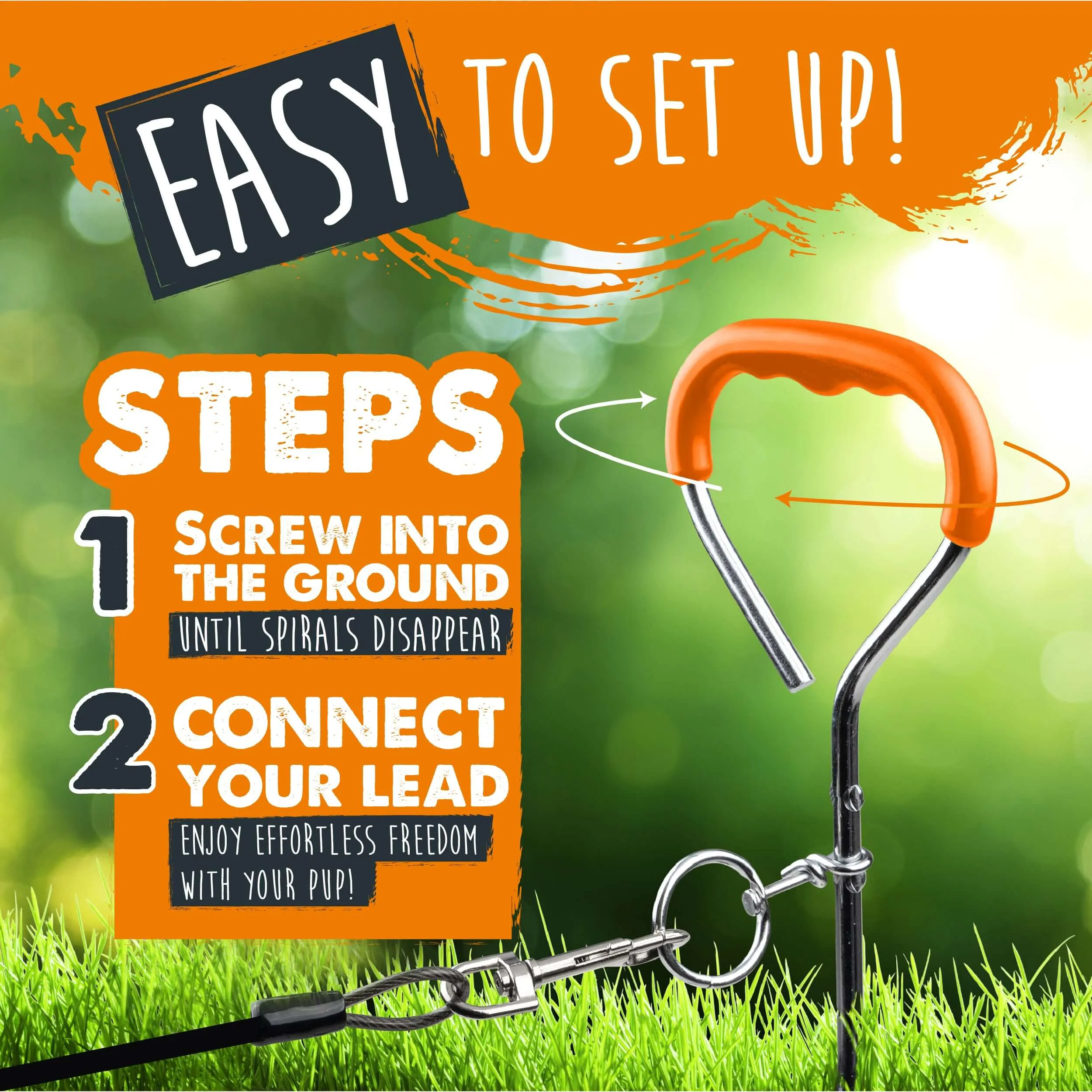 Mighty Paw Heavy-Duty Dog Tie Out Stake for Outdoor Safety