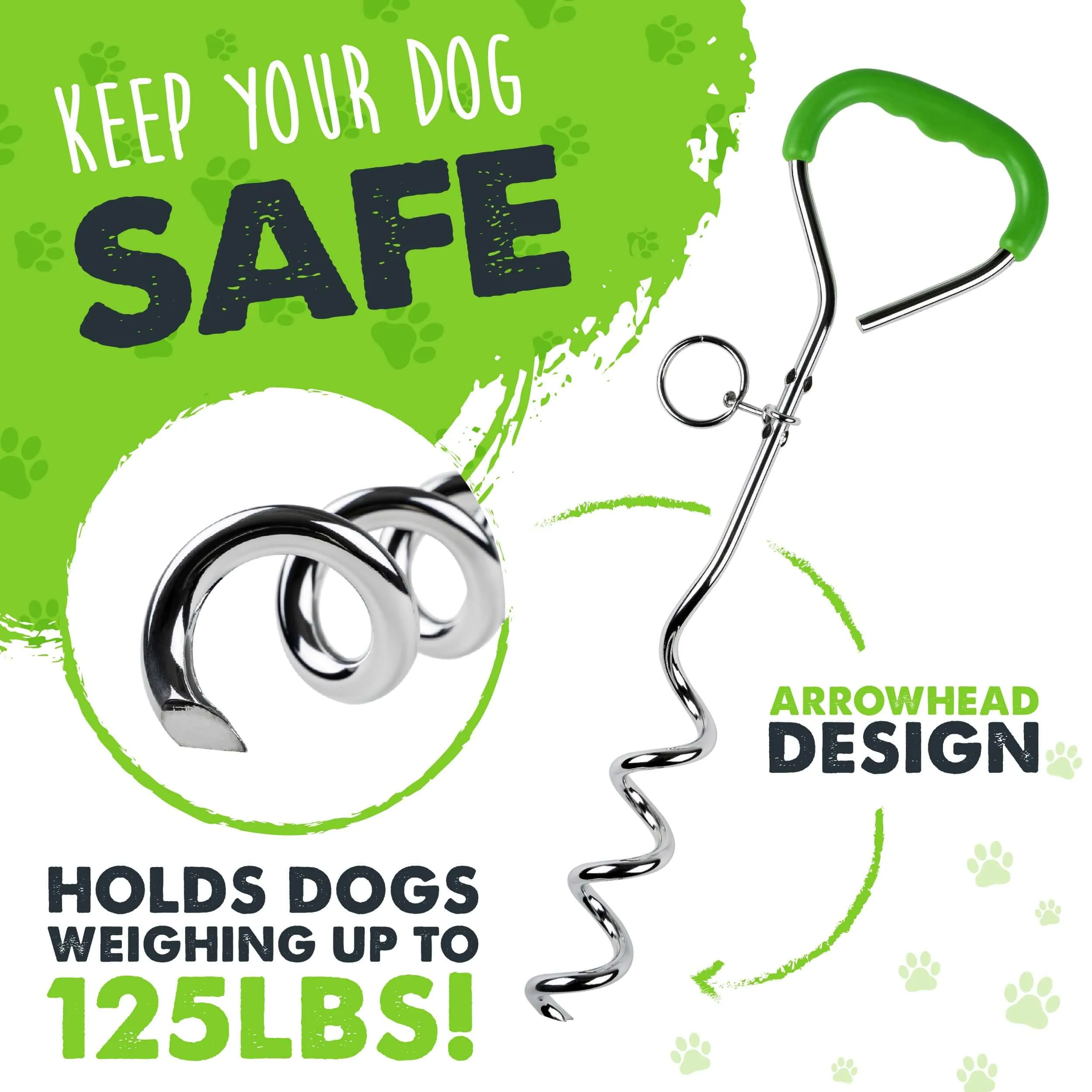 Mighty Paw Heavy-Duty Dog Tie Out Stake for Outdoor Safety