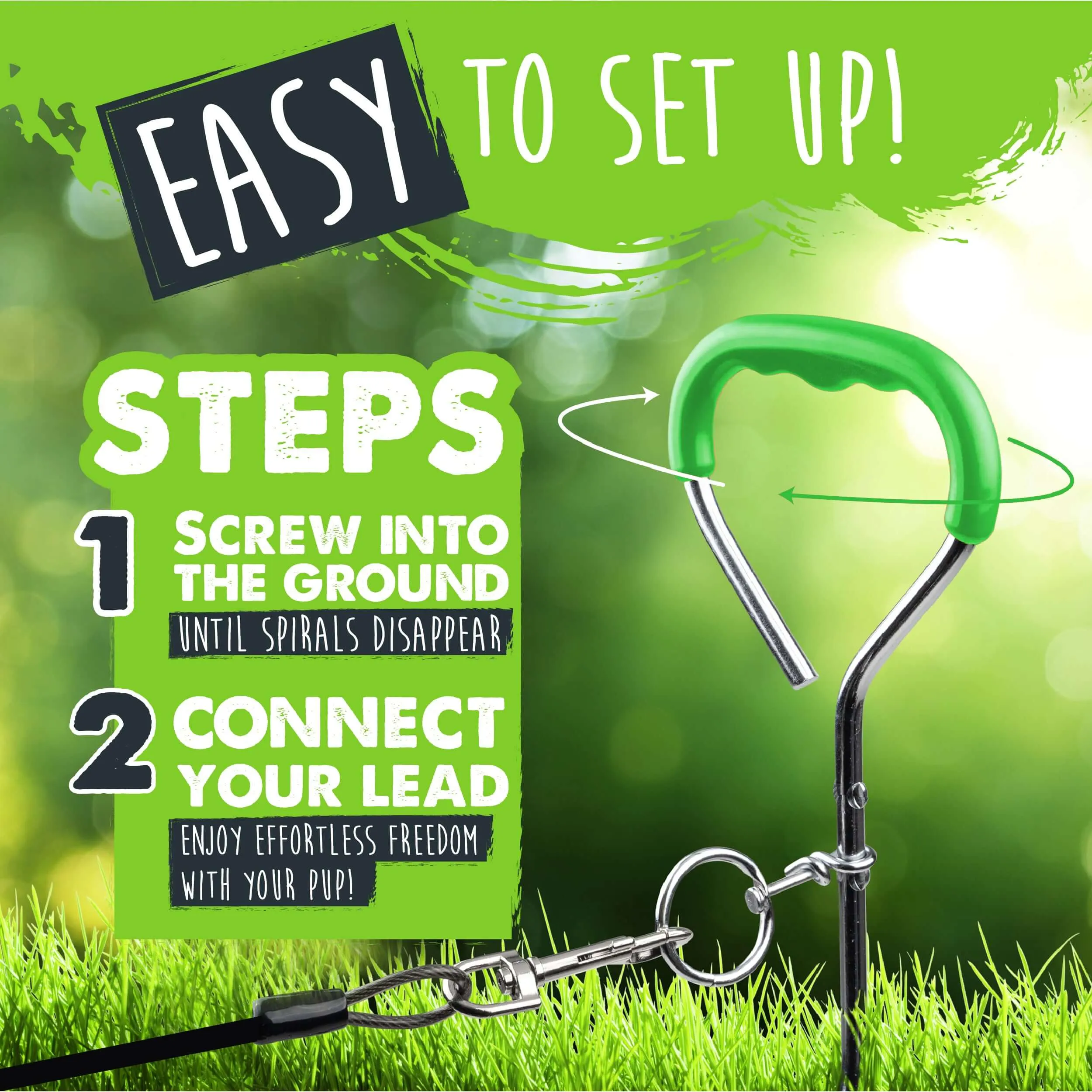 Mighty Paw Heavy-Duty Dog Tie Out Stake for Outdoor Safety
