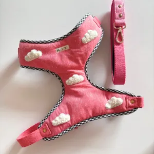 PoochMate Coral Cloud Dog Harness & Lead Set