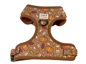 Pumpkin Spice - Adjustable Dog Harness - Heavy Duty Metal Hardware