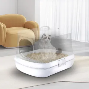 Sunday Whiskers The Incredibly Oversized Foldable Litter Box Fully Enclosed for Cats and Bunnies Color Light Gray