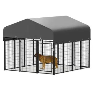 Yard Kennel - 108''Length w/ Roof Cover - Black